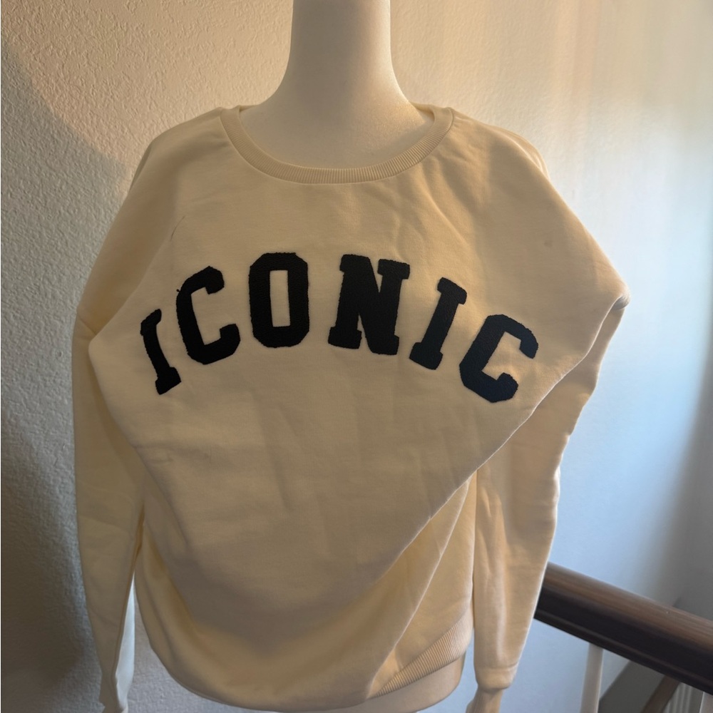 Miami Cream and Black Crew Neck Sweater Iconic Design